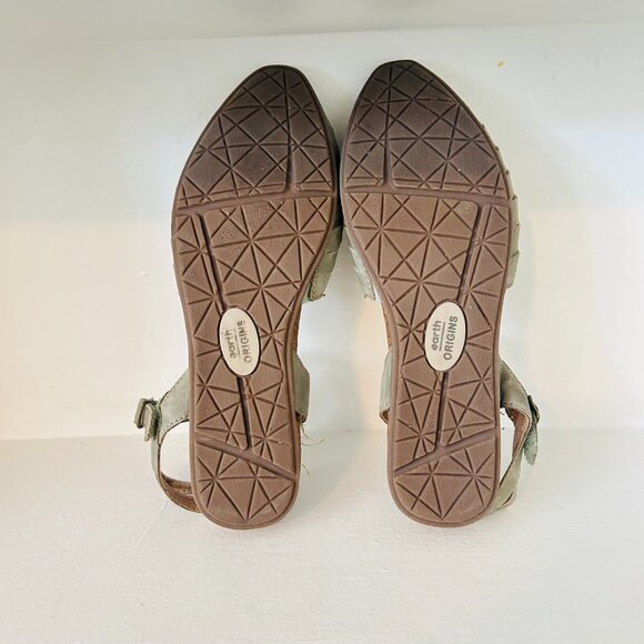 Earth Origins Sandals Womens Size 8.5 Leather Palomos Peyton Sage Green Shoe - Picture 8 of 11